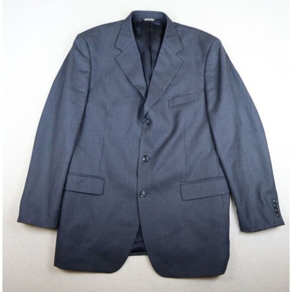 STUDIO BILL BLASS - MEN'S BLUE PLAID WOOL BLAZER JACKET SPORT COAT - SIZE 44L - Picture 1 of 13